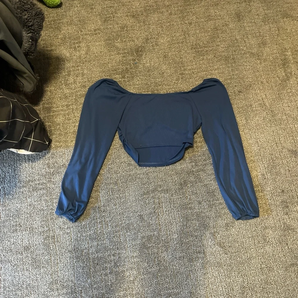 SHEIN Ribbed Blue Top - Picture 3 of 3